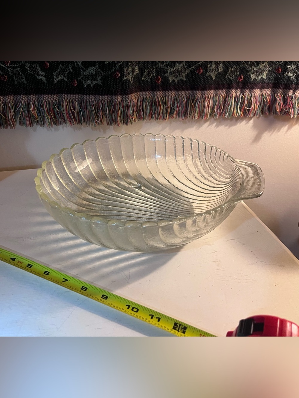 Translucent Textured Glass Shell Serving Bowl - Clear
